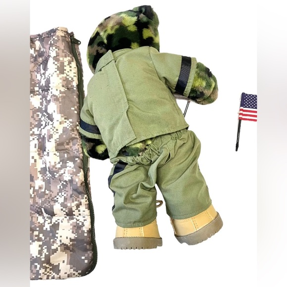 Build A Bear Army Camo Plush Teddy Bear w Dress Uniform Boots Sleeping Bag BAB - Picture 7 of 11